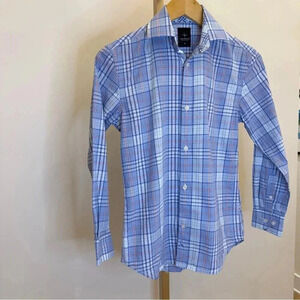 Tailorbyrd Boy’s Blue Plaid Long Sleeve Button-Up Shirt Size 12